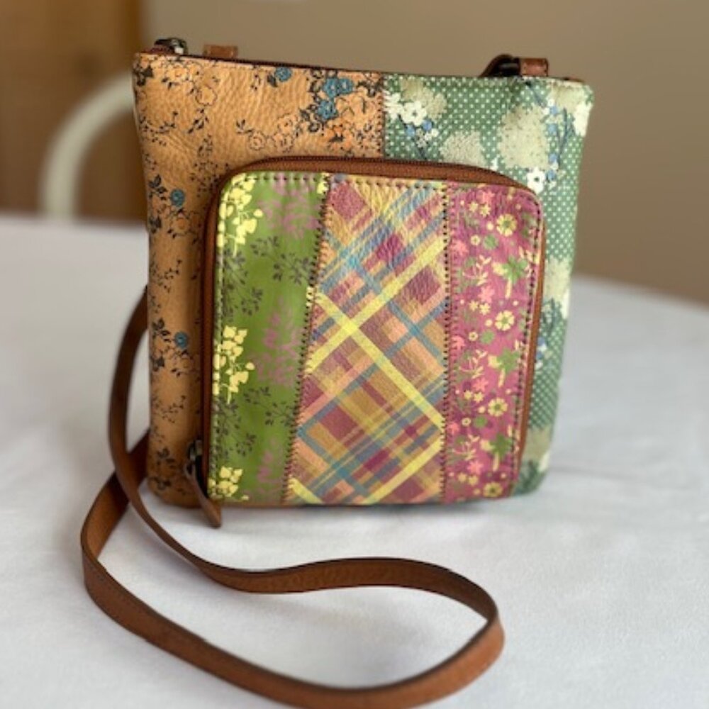 FOSSIL | Patchwork Leather Crossbody Shoulder Bag - Vintage - Picture 1 of 9